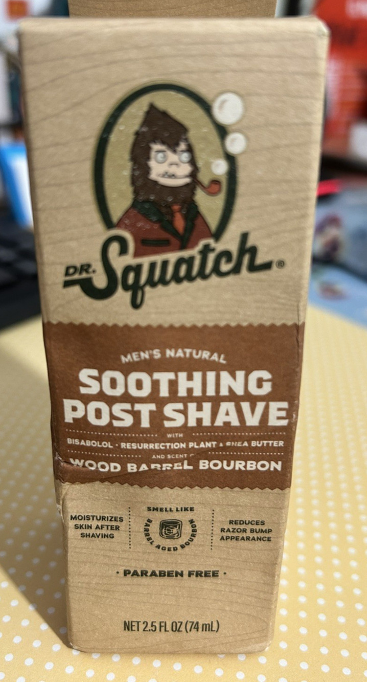 Dr. Squatch Natural Soothing Post Shave Wood Barrel Bourbon 2.5 Fl. Oz. NEW